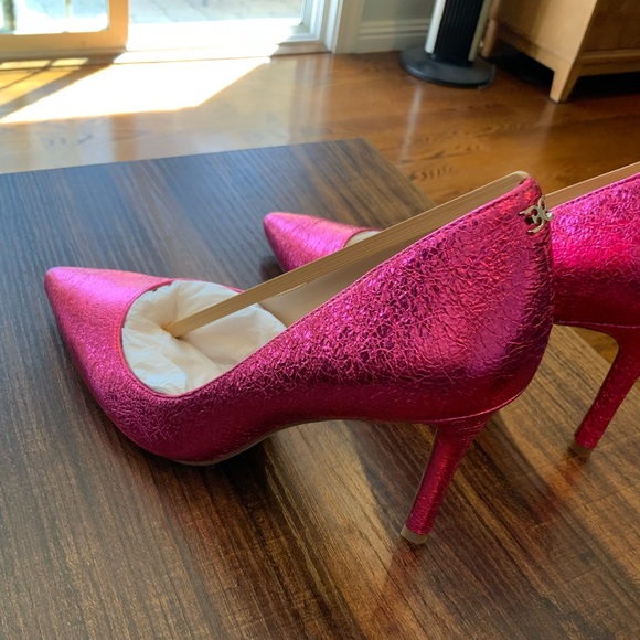 Sam Edelman Metallic Hot Pink Pointed-Toe Pumps - Picture 6 of 8
